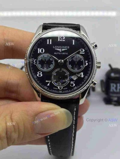 Swiss Copy Longines Watch Black Leather
